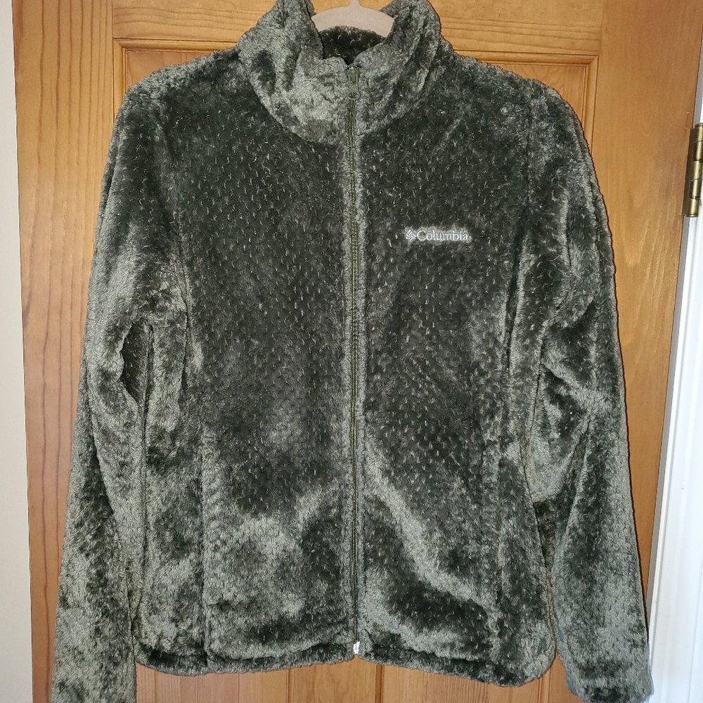 Columbia Olive Green Full-Zip Sherpa Fleece Jacket